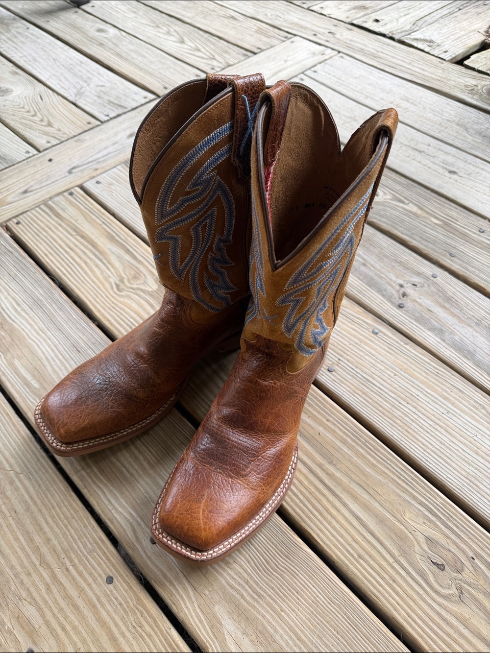 Twisted X Men's Brown Leather Western Boots with Blue Stitching